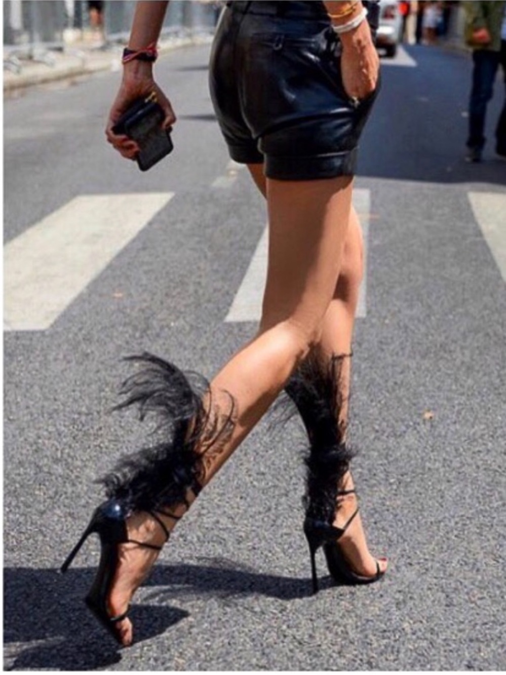 Saint Laurent Feather Lace-Up Heeled Sandals Black Leather Runway Statement 37